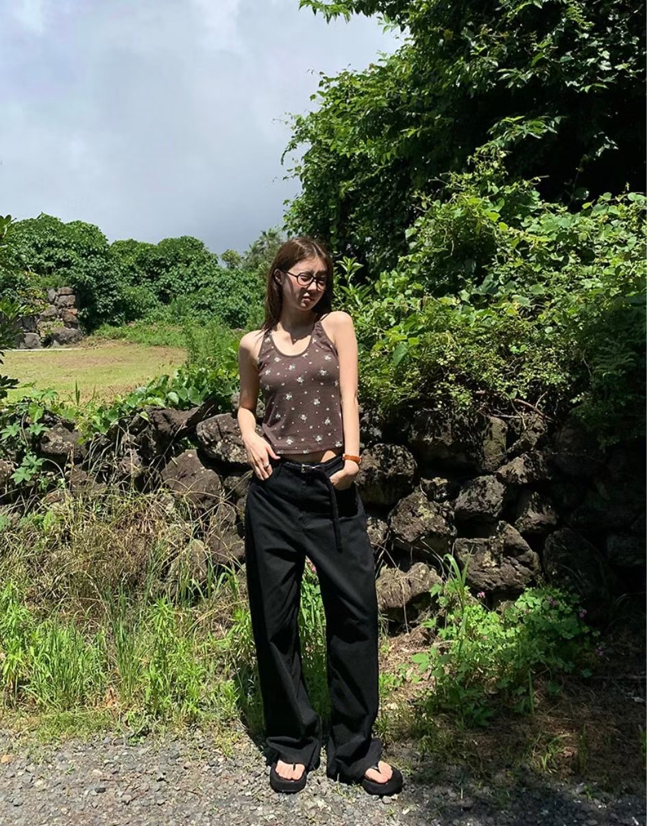 DRESS U韓國直郵㊣女裝新款25秋冬休閑職業時尚吊帶背心花朵DRESS U吊帶/背心