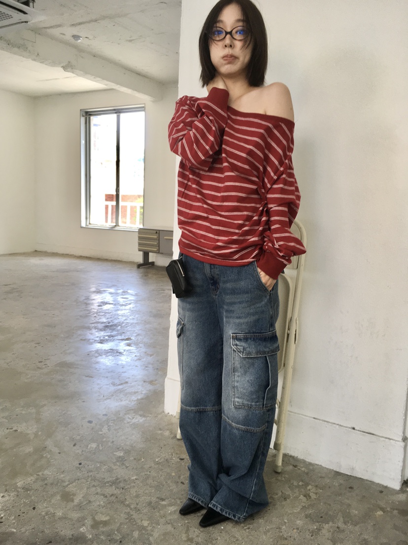 CEDARWOOD韓國直郵㊣女士新品時尚真品推薦人氣長袖T恤露肩CEDARWOOD長袖T恤