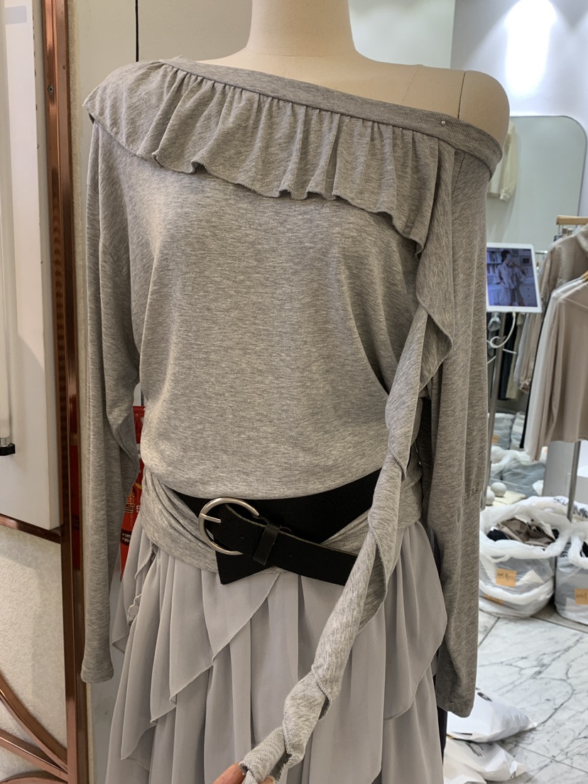 SYMBOL韓國直郵㊣女裝新品真品休閑推薦25秋冬長袖T恤荷葉邊SYMBOL長袖T恤