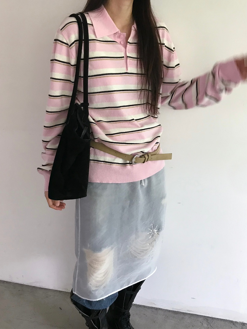 ESCHER韓國代購㊣女士新款時尚25秋冬休閑職業針織衫不含腰帶ESCHER針織衫