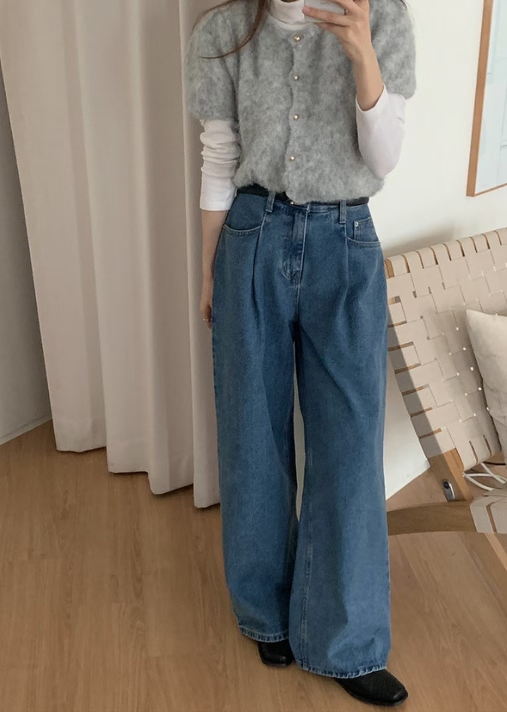 DOUBLEIN東大門㊣實拍女裝新款25秋冬真品人氣時尚牛仔褲褶皺DOUBLEIN牛仔褲