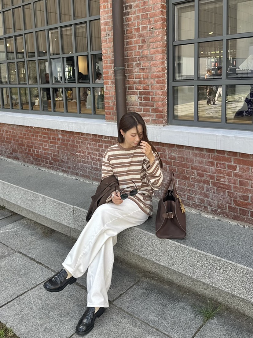 THE ABLE東大門㊣直郵女裝新款休閑熱賣推薦25秋冬長袖T恤條紋THE ABLE/TA長袖T恤