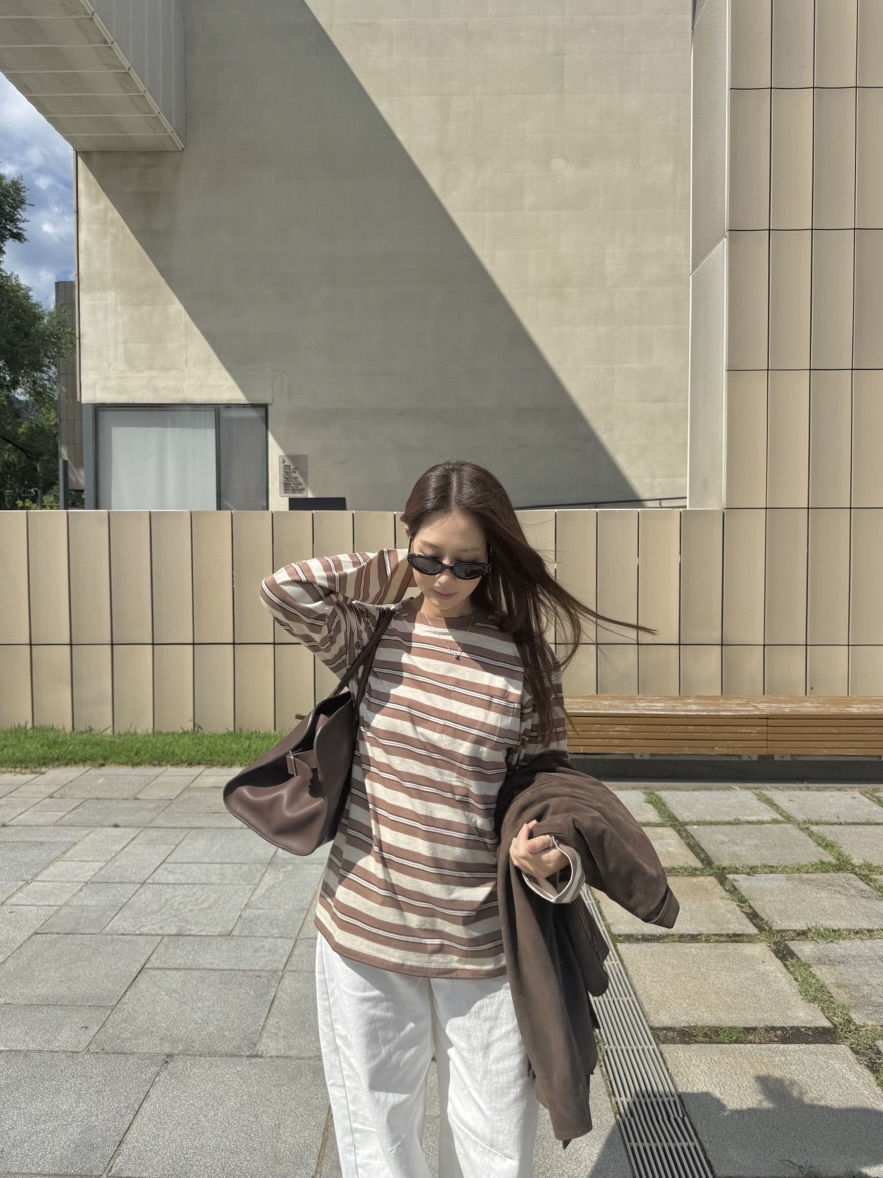 THE ABLE東大門㊣直郵女裝新款休閑熱賣推薦25秋冬長袖T恤條紋THE ABLE/TA長袖T恤