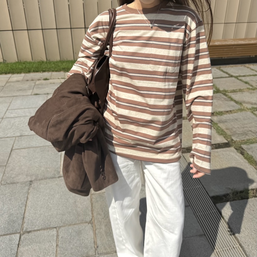 THE ABLE東大門㊣直郵女裝新款休閑熱賣推薦25秋冬長袖T恤條紋THE ABLE/TA長袖T恤