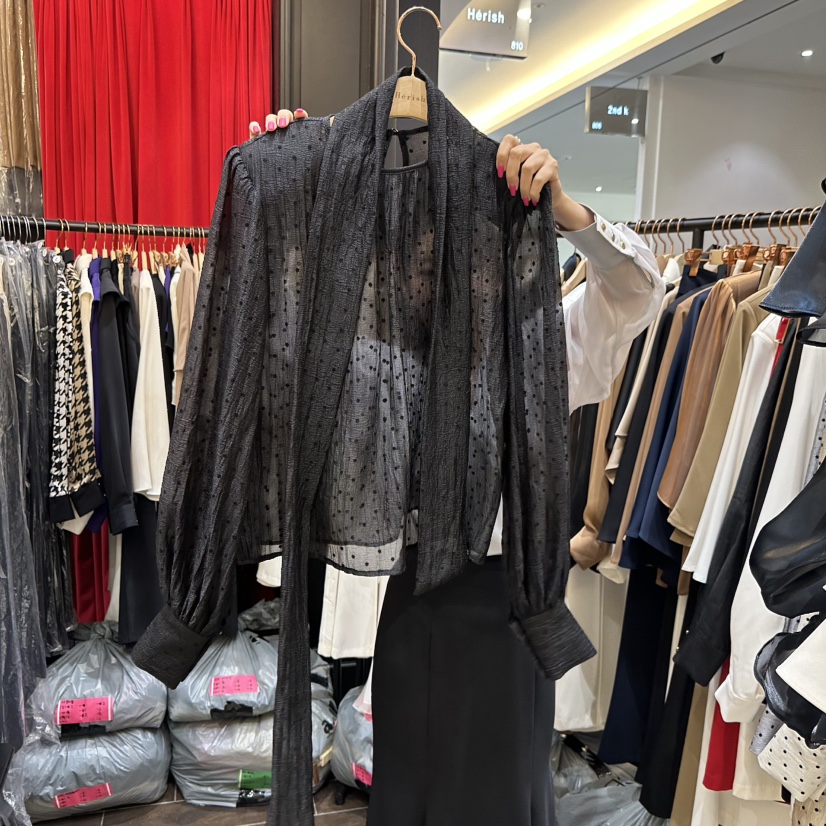 HERISH-HAUTE東大門㊣實拍女裝新款真品時尚襯衫蕾絲衫含脖帶HERISH-HAUTE襯衫/蕾絲衫圖色4