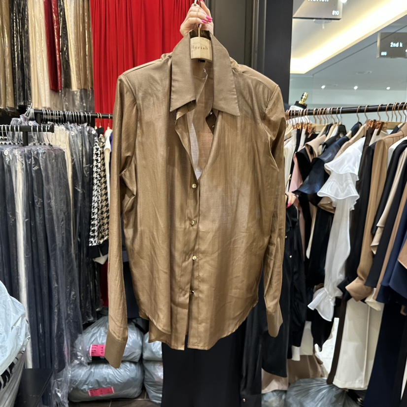 HERISH-HAUTE東大門㊣實拍女裝新款真品25秋冬襯衫蕾絲衫透明HERISH-HAUTE襯衫/蕾絲衫圖色2