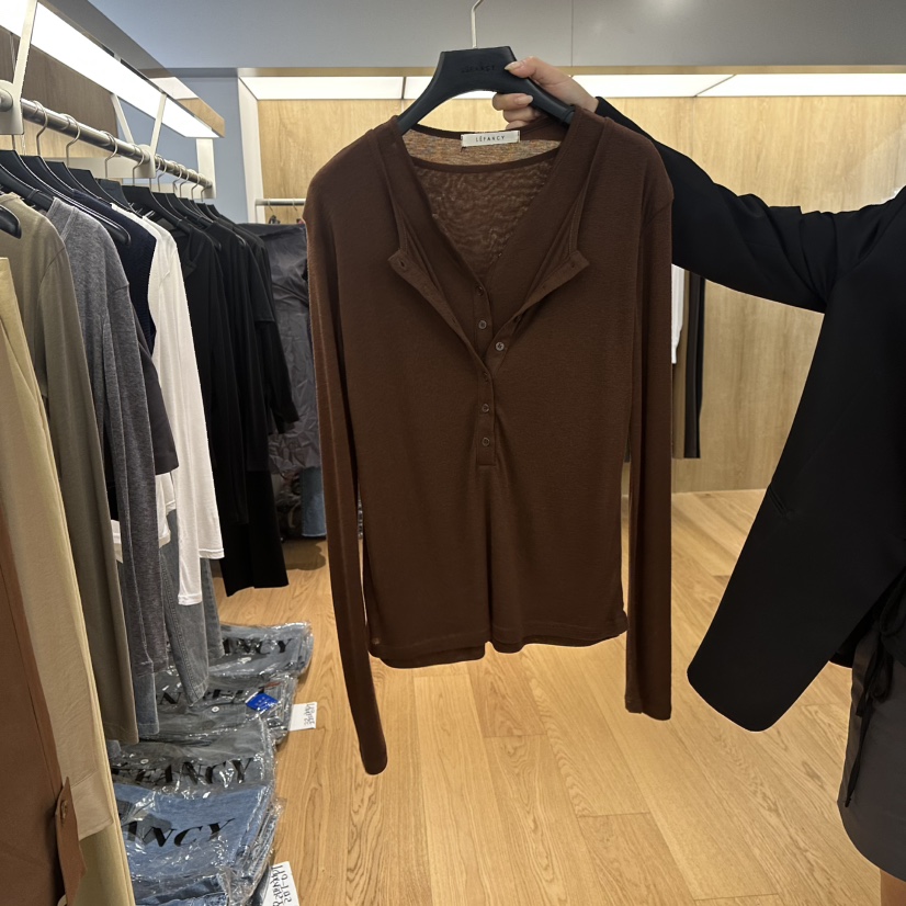 LEFANCY韓國代購㊣女士新品推薦真品25秋冬人氣熱賣長袖T恤LEFANCY長袖T恤