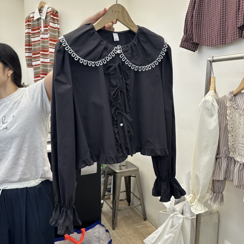 BEEN-A韓國代購㊣女士新款25秋冬職業人氣熱賣時尚襯衫蕾絲衫BEEN-A襯衫/蕾絲衫圖色2