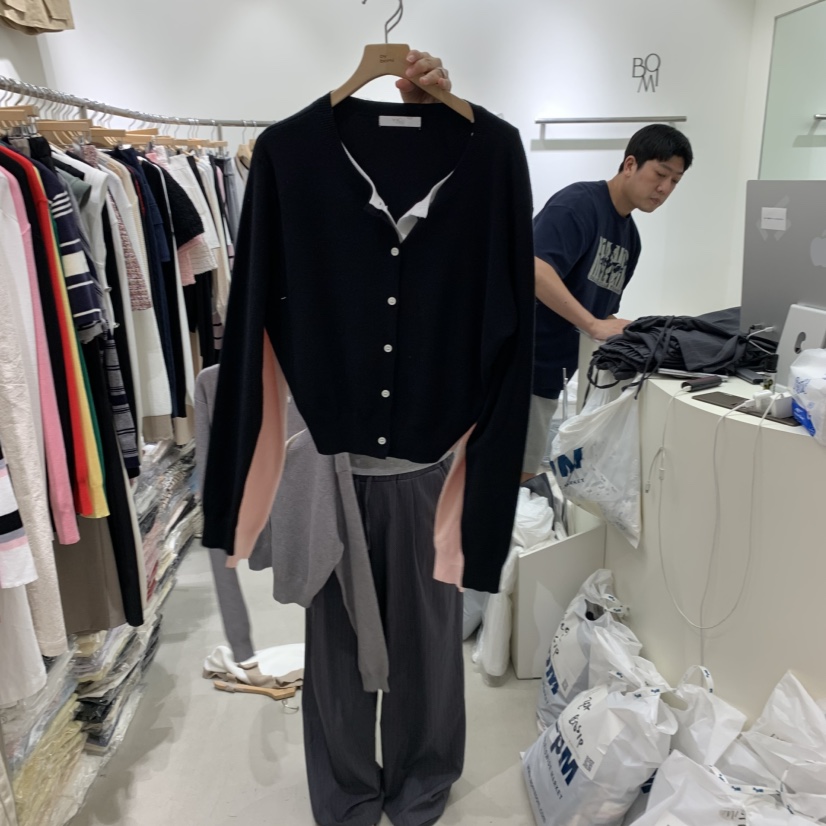 BY BOMI韓國代購㊣女士新款推薦職業時尚真品針織衫假兩件BY BOMI針織衫圖色2