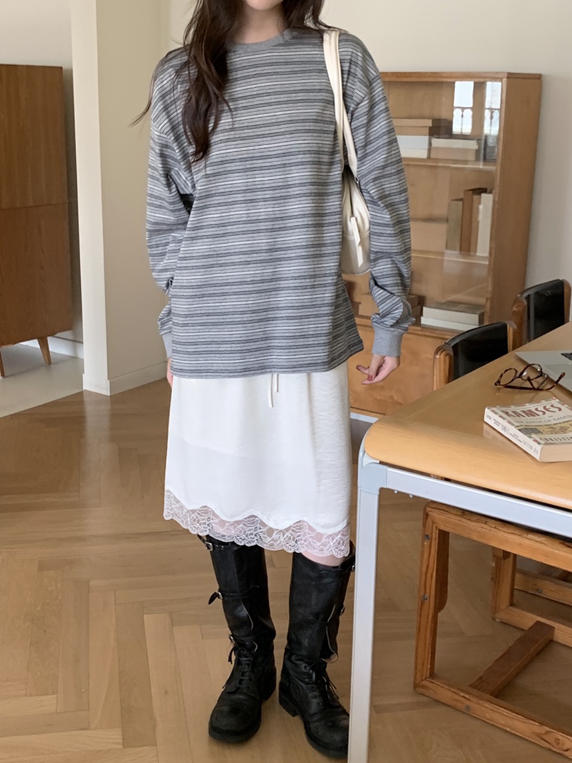 THE ABLE東大門㊣實拍女士新品真品休閑職業長袖T恤復古條紋THE ABLE/TA長袖T恤