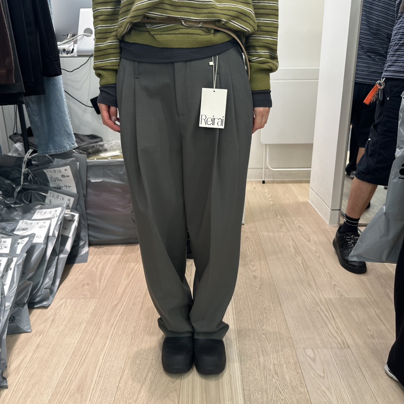 REIRAI韓國代購㊣女裝新品人氣時尚職業熱賣25秋冬休閑褲褶皺Reirai休閑褲圖色2