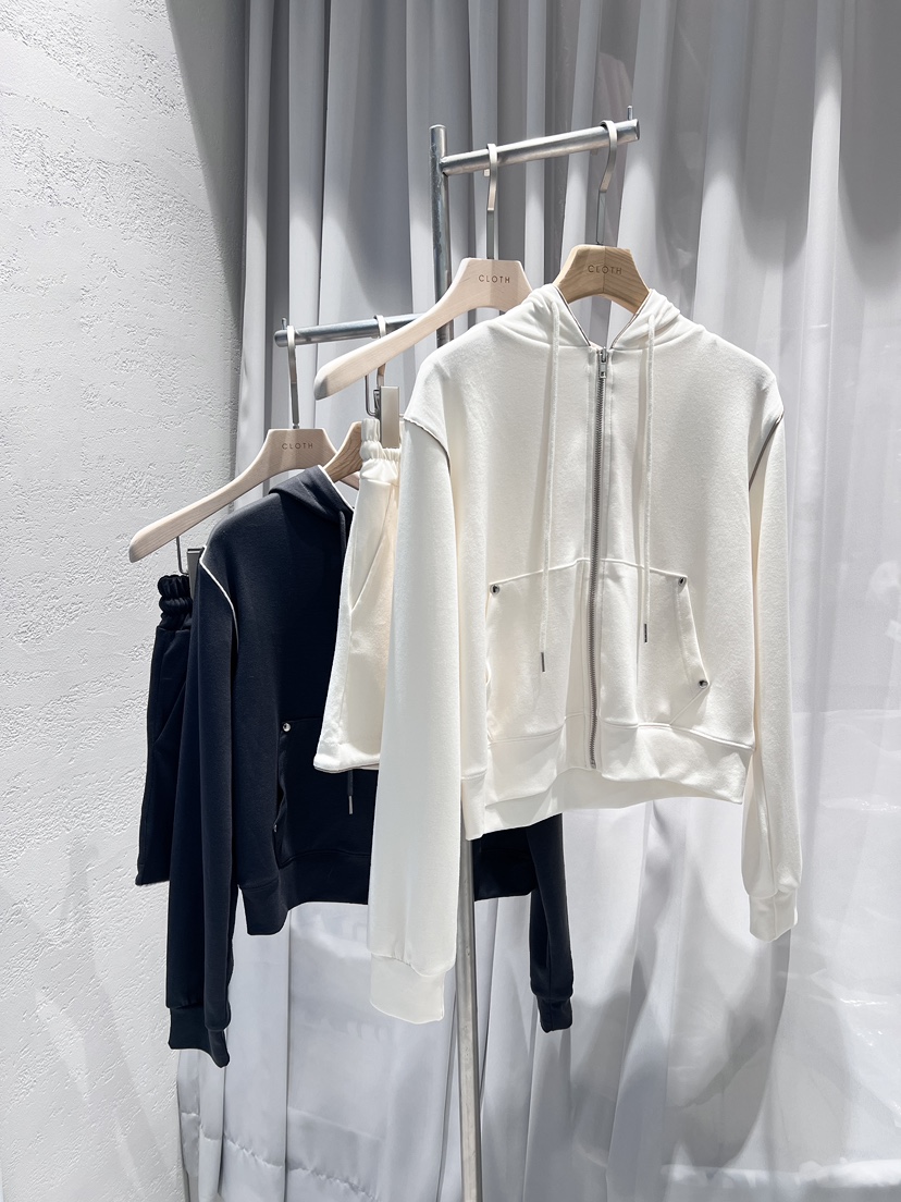 CLOTH東大門㊣實拍女裝新品熱賣人氣時尚套裝連帽拉鏈衫套裝CLOTH套裝