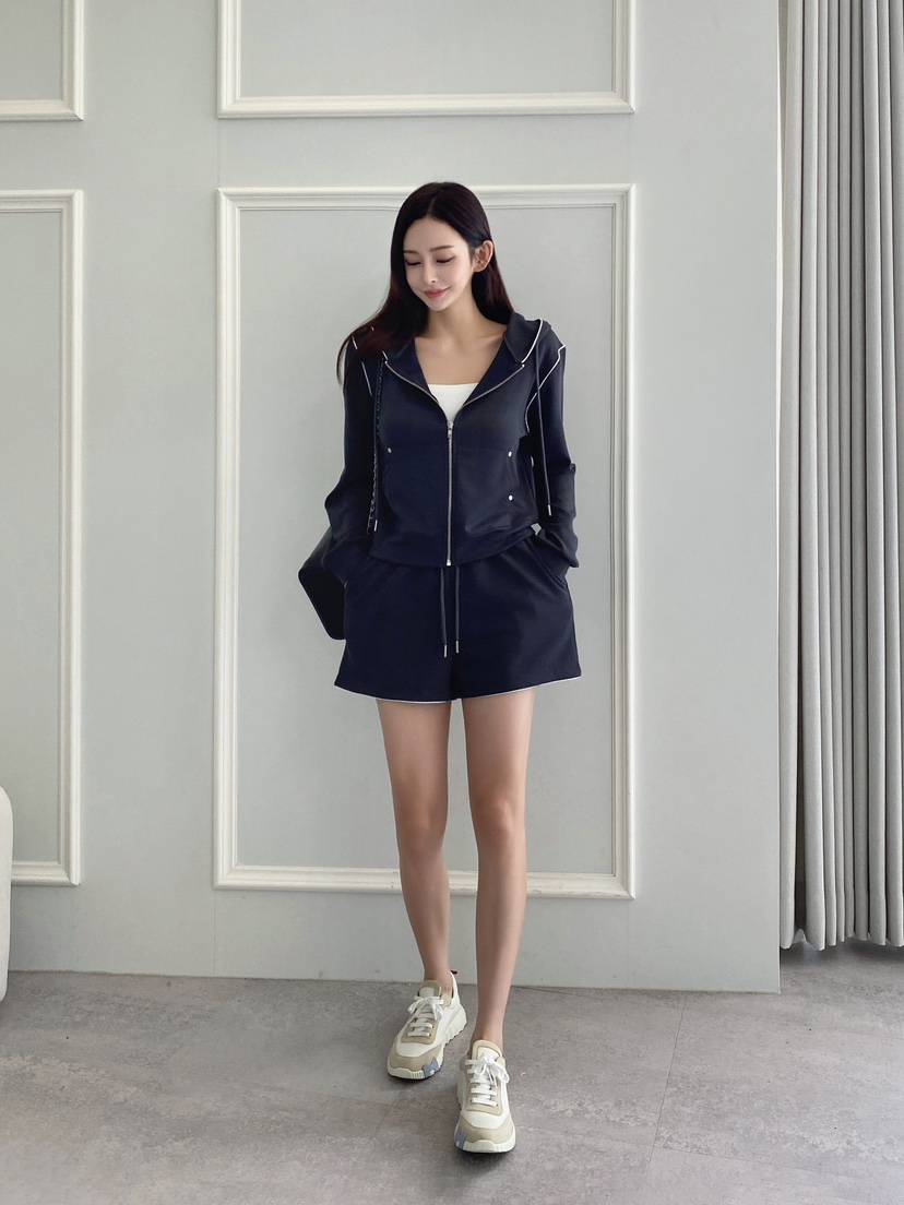 CLOTH東大門㊣實拍女裝新品熱賣人氣時尚套裝連帽拉鏈衫套裝CLOTH套裝