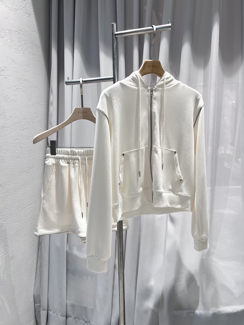 CLOTH東大門㊣實拍女裝新品熱賣人氣時尚套裝連帽拉鏈衫套裝CLOTH套裝圖色1