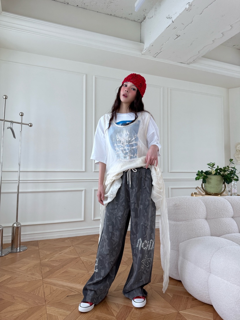 MAISONDEGLORY東大門㊣實拍女裝新款時尚25秋冬真品休閑褲迷彩MAISON DE GLORY休閑褲