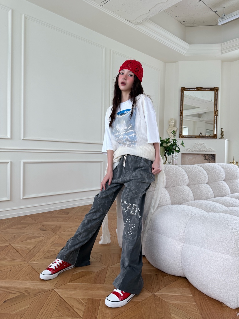 MAISONDEGLORY東大門㊣實拍女裝新款時尚25秋冬真品休閑褲迷彩MAISON DE GLORY休閑褲