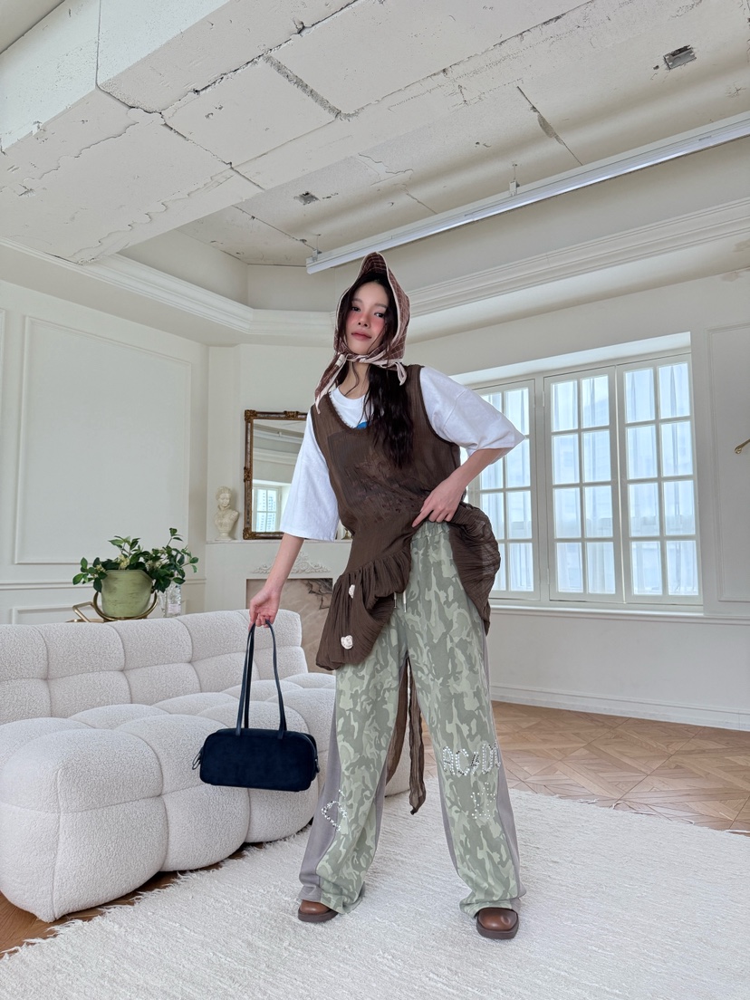 MAISONDEGLORY東大門㊣實拍女裝新款時尚25秋冬真品休閑褲迷彩MAISON DE GLORY休閑褲
