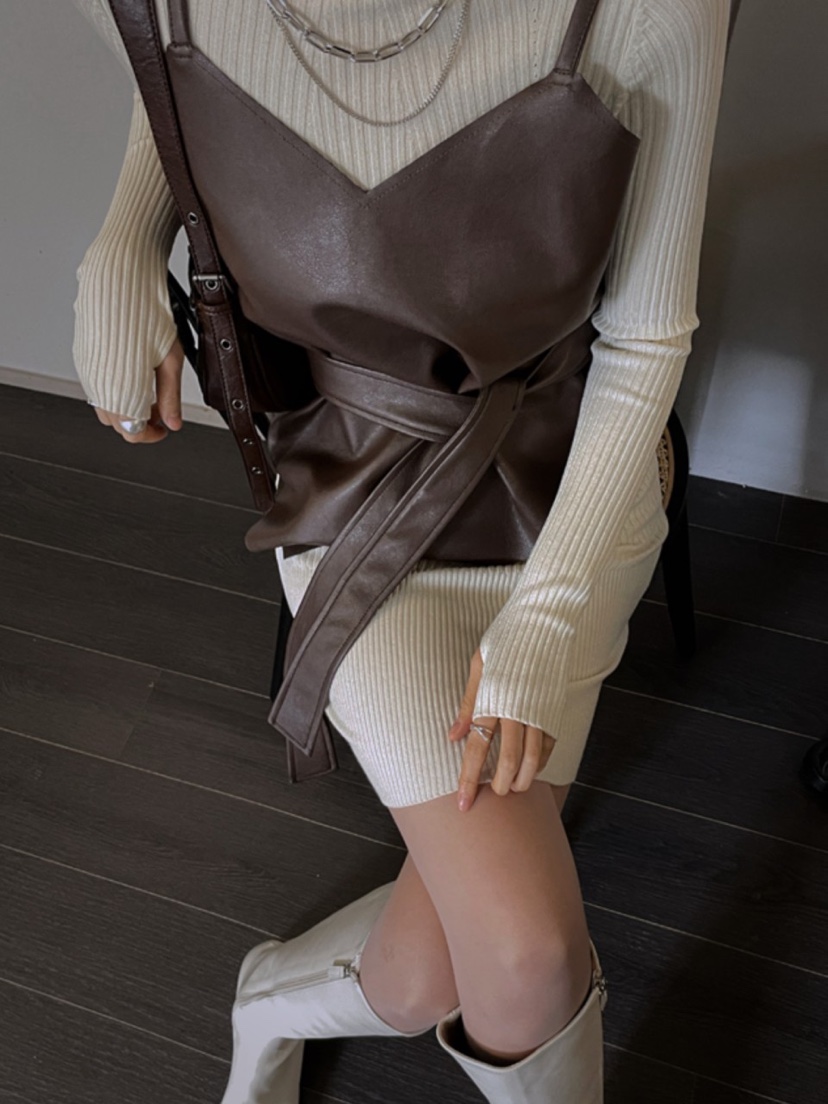 EIGHTGLOW東大門㊣實拍女士新品真品吊帶背心不含內搭含腰帶EIGHTGLOW吊帶/背心