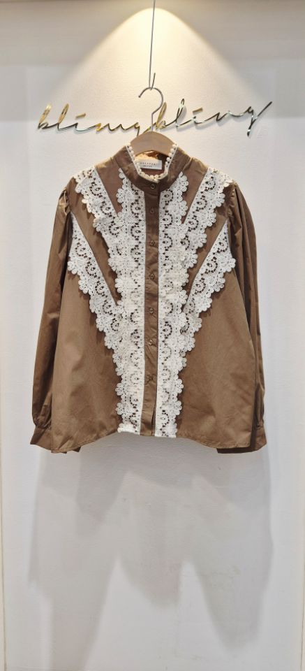 BLING BLING-S東大門㊣直郵女士新品25秋冬襯衫蕾絲衫蕾絲BLING BLING-S襯衫/蕾絲衫