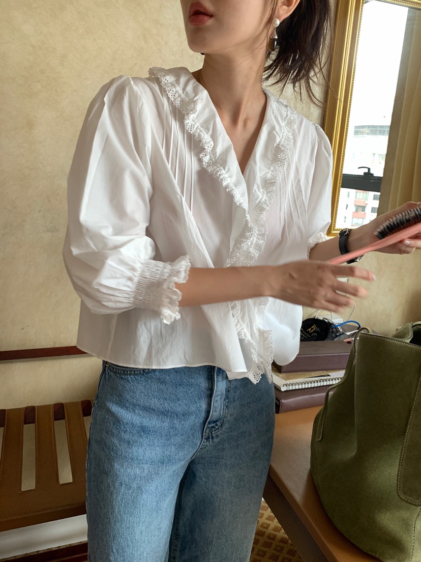 GILLI韓國直郵㊣女士新品真品推薦休閑熱賣人氣時尚襯衫蕾絲衫GILLI襯衫/蕾絲衫