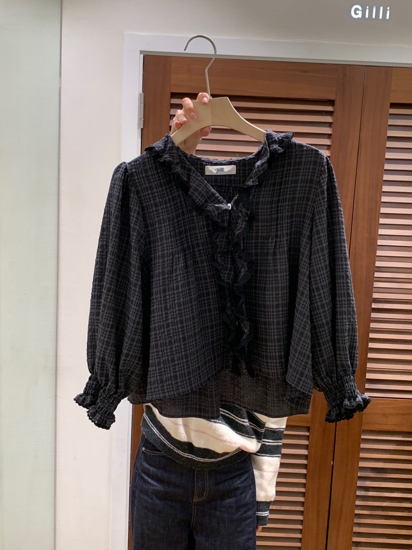 GILLI韓國直郵㊣女士新品真品推薦休閑熱賣人氣時尚襯衫蕾絲衫GILLI襯衫/蕾絲衫圖色2