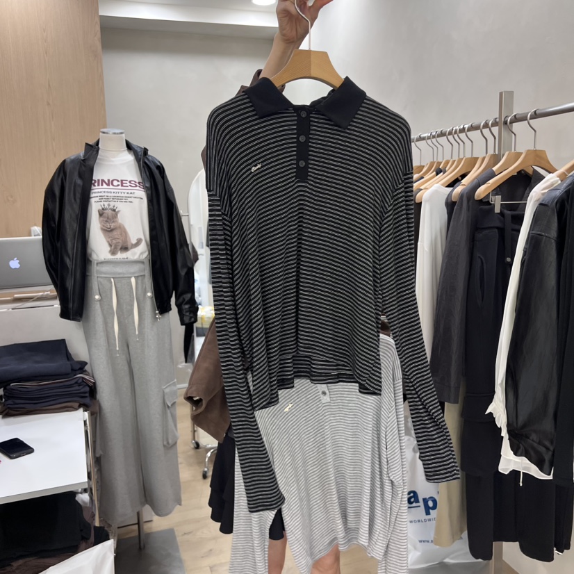 VILLABUTTON東大門㊣代購女士新品25秋冬熱賣職業人氣長袖T恤VILLABUTTON長袖T恤圖色2