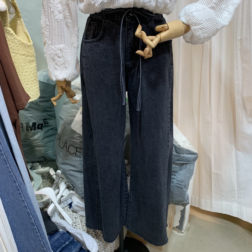 OZ東大門㊣實拍女裝新款25秋冬時尚人氣推薦休閑牛仔褲含腰繩OZ.ounce牛仔褲