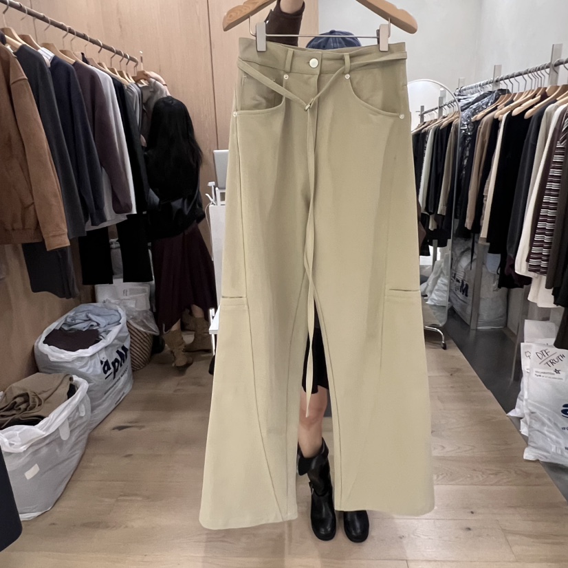 VILLABUTTON韓國直郵㊣女裝新款職業熱賣時尚休閑休閑褲含腰帶VILLABUTTON休閑褲