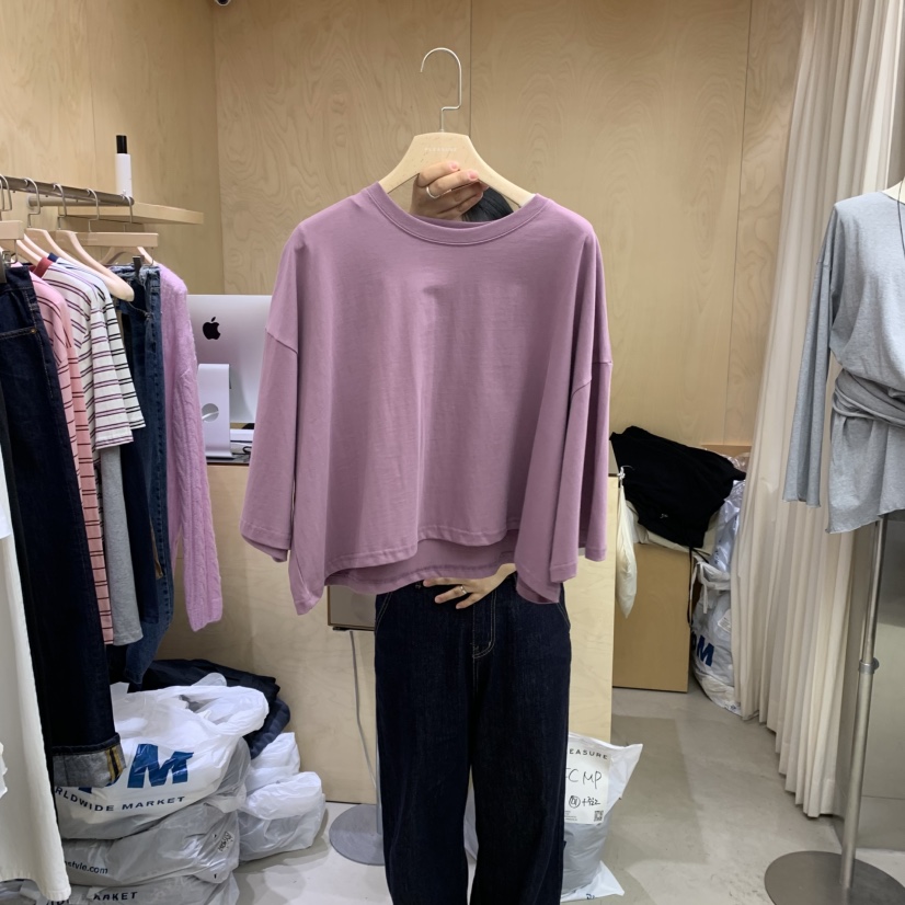 PLEASURE東大門㊣直郵女士新品熱賣真品職業休閑長袖T恤短款PLEASURE長袖T恤圖色1
