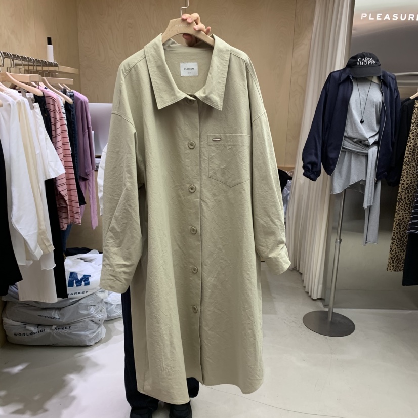 PLEASURE東大門㊣代購女士新款25秋冬休閑時尚推薦長款風衣PLEASURE長款風衣