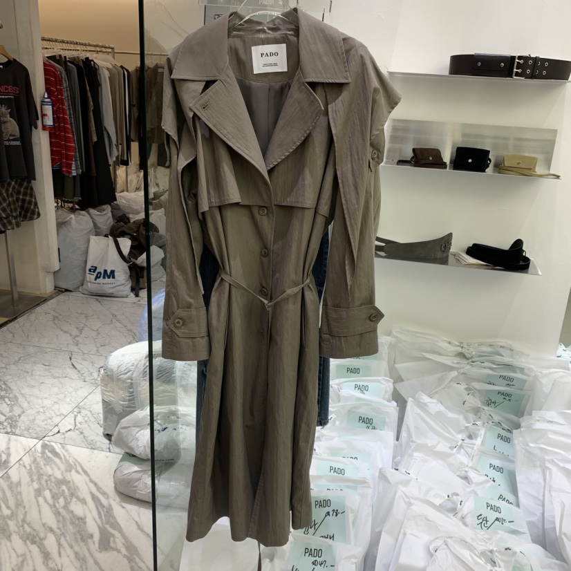 PADO東大門㊣直郵女士新品真品25秋冬時尚人氣長款風衣含腰帶PADO長款風衣圖色2