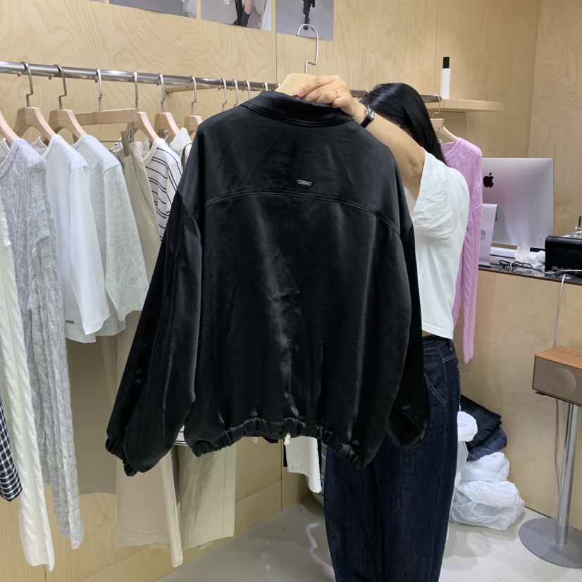PLEASURE東大門㊣直郵女士新款職業推薦25秋冬休閑夾克緞面PLEASURE夾克