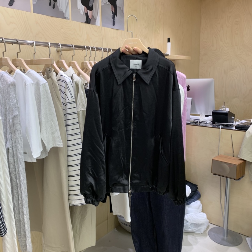 PLEASURE東大門㊣直郵女士新款職業推薦25秋冬休閑夾克緞面PLEASURE夾克圖色1