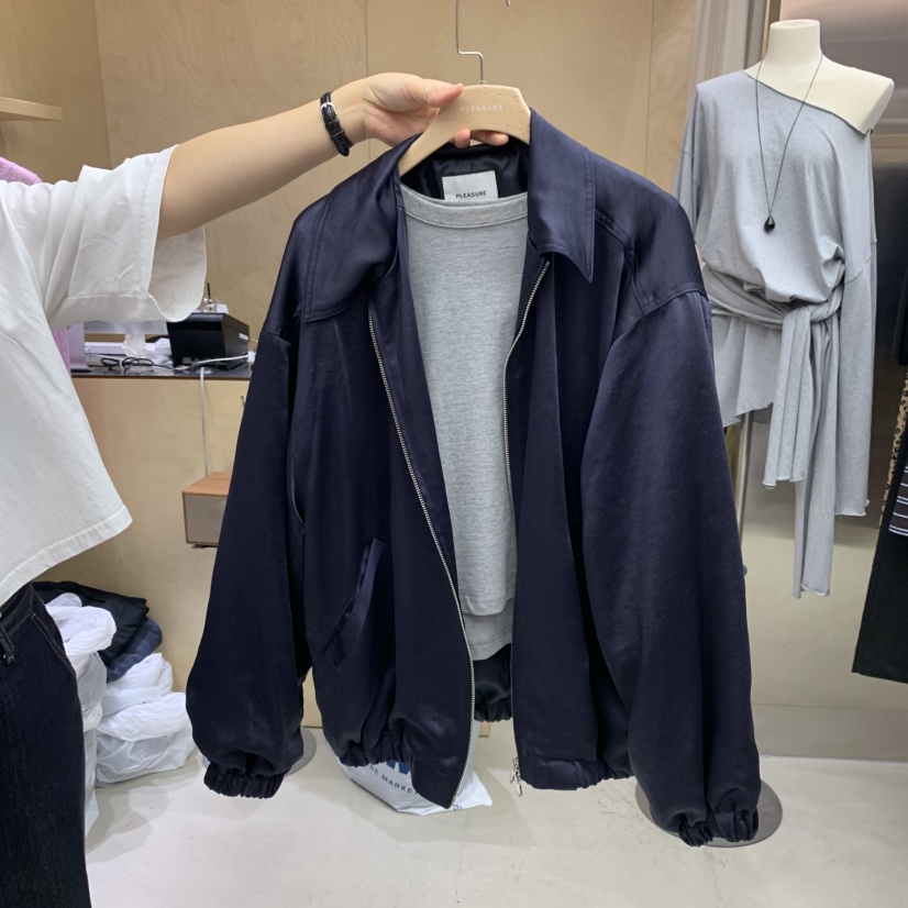 PLEASURE東大門㊣直郵女士新款職業推薦25秋冬休閑夾克緞面PLEASURE夾克圖色2