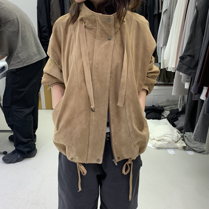 PADO韓國直郵㊣女士新品推薦人氣時尚真品夾克含脖帶絨面革PADO夾克