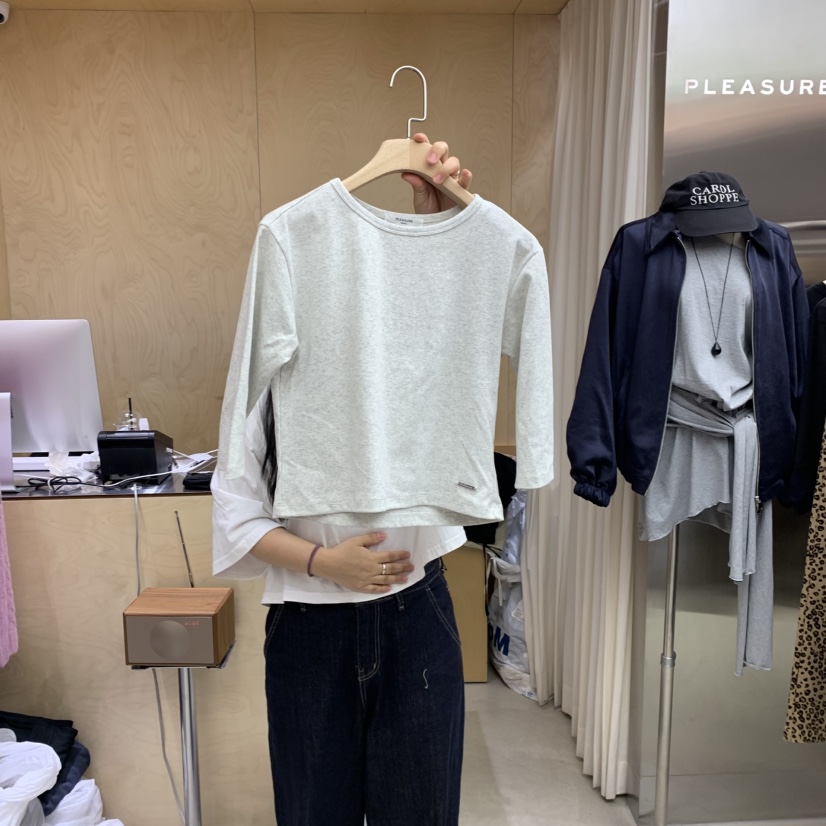PLEASURE東大門㊣實拍女士新品人氣25秋冬推薦休閑時尚職業T恤PLEASURET恤圖色3