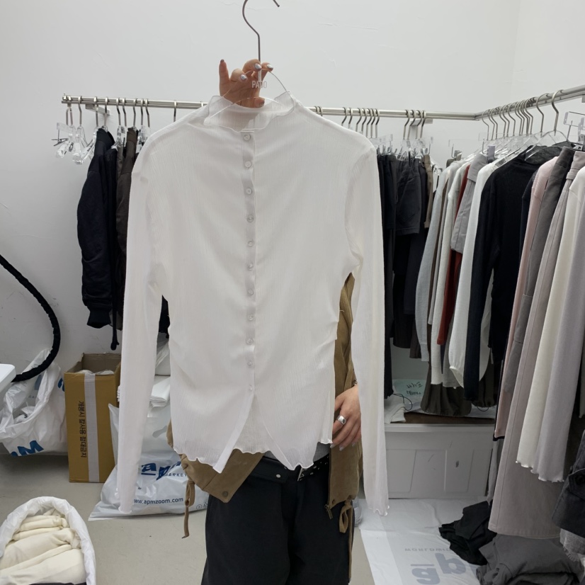 PADO韓國直郵㊣女士新款熱賣推薦時尚休閑25秋冬長袖T恤褶皺PADO長袖T恤
