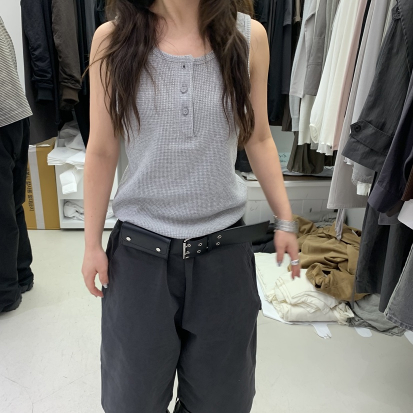 PADO韓國直郵㊣女裝新款時尚推薦休閑25秋冬熱賣吊帶背心紐扣PADO吊帶/背心圖色1