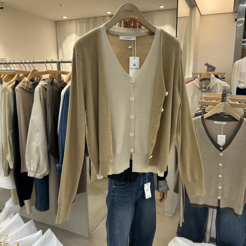 AFTERGLOW韓國直郵㊣女裝新品職業25秋冬時尚人氣針織衫開衫AFTERGLOW針織衫圖色2