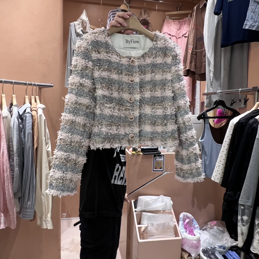 BY FLOW韓國直郵㊣女士新品休閑時尚職業25秋冬真品夾克花呢BY FLOW夾克圖色1