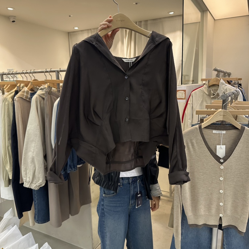 AFTERGLOW韓國直郵㊣女士新品休閑真品熱賣推薦25秋冬襯衫蕾絲衫AFTERGLOW襯衫/蕾絲衫圖色3