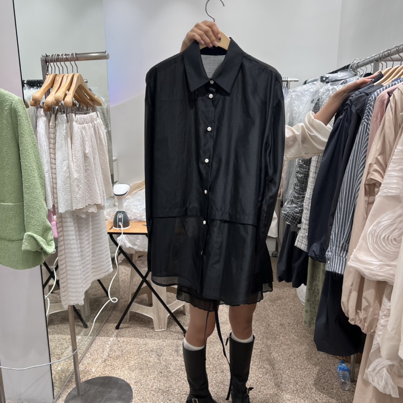 A韓國代購㊣女裝新款真品時尚25秋冬休閑熱賣推薦襯衫蕾絲衫A STORE襯衫/蕾絲衫圖色3