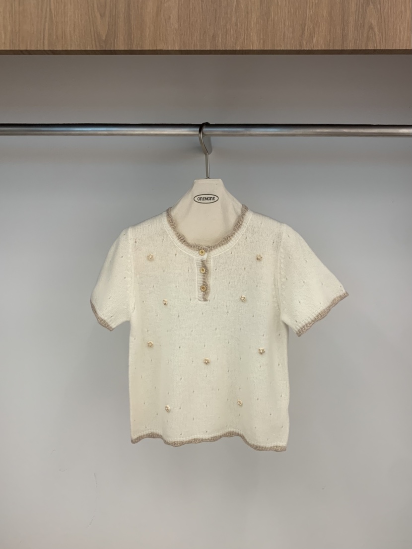 ONE MONE韓國代購㊣女士新品真品熱賣時尚推薦針織衫刺繡花朵ONE MONE針織衫圖色4