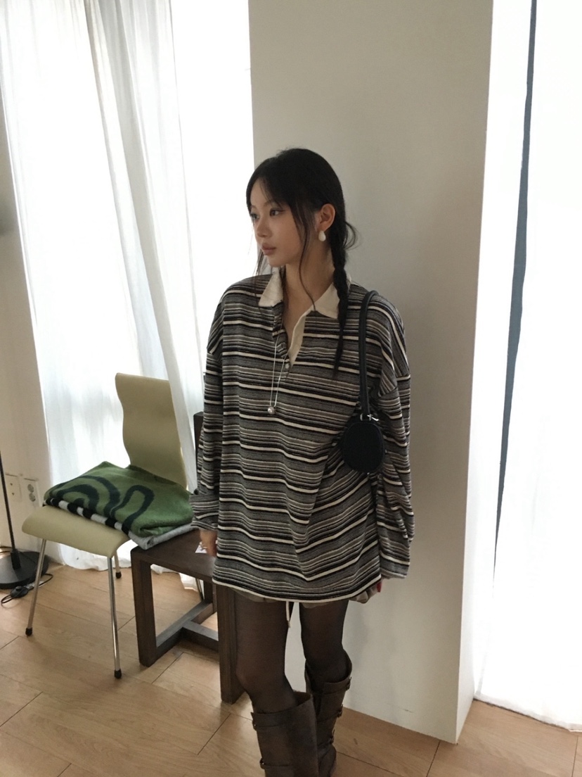 PLANTS ON GRAY韓國直郵㊣女士新款休閑職業熱賣時尚長袖T恤PLANTS ON GRAY長袖T恤圖色2