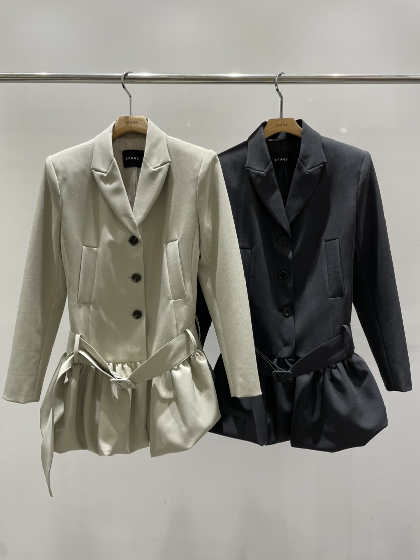 STAGE東大門㊣代購女裝新品熱賣職業25秋冬時尚連衣裙含腰帶STAGE連衣裙