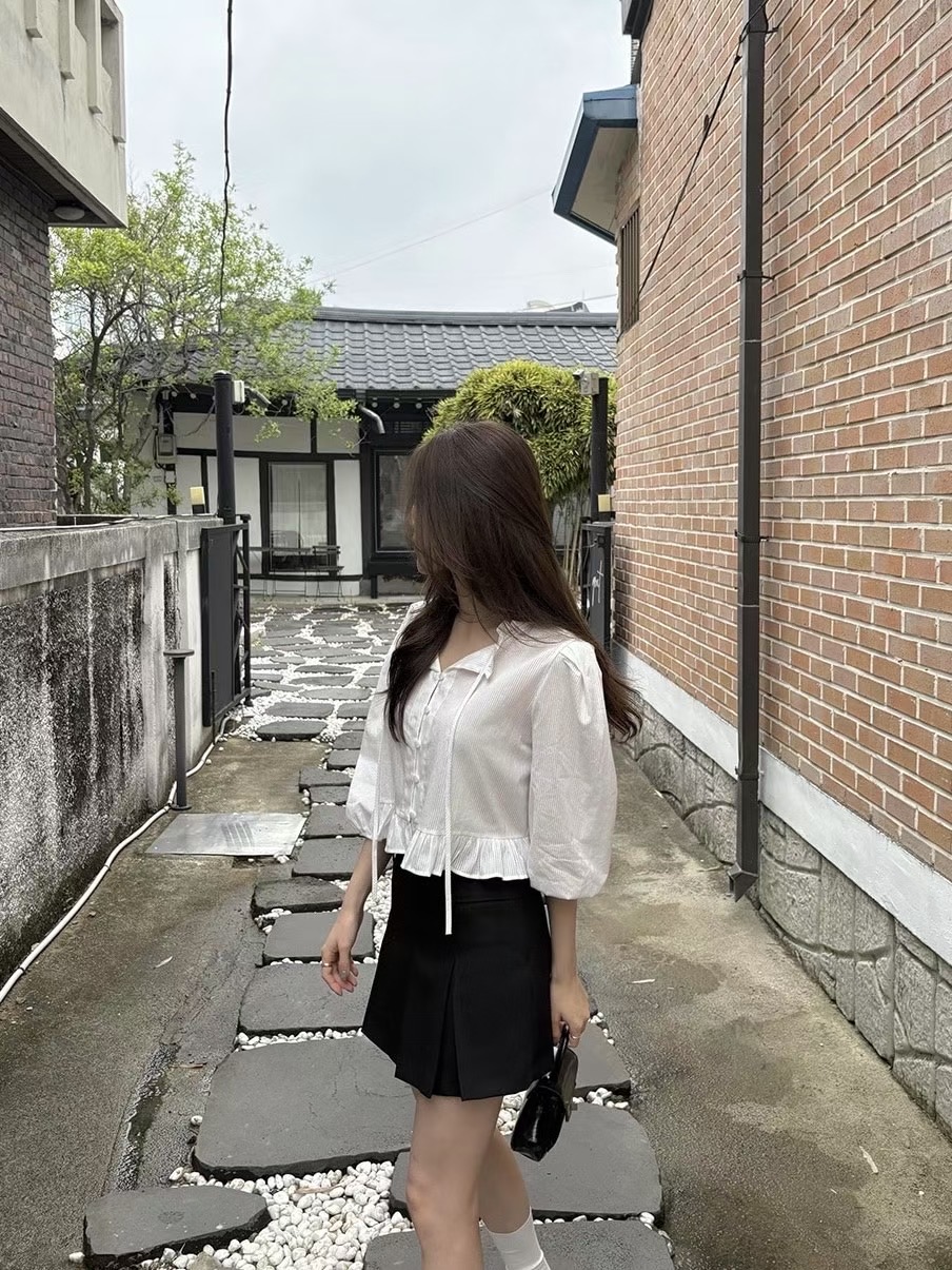 CLEVERGARDEN韓國直郵㊣女裝新品休閑人氣職業時尚襯衫蕾絲衫CLEVERGARDEN襯衫/蕾絲衫