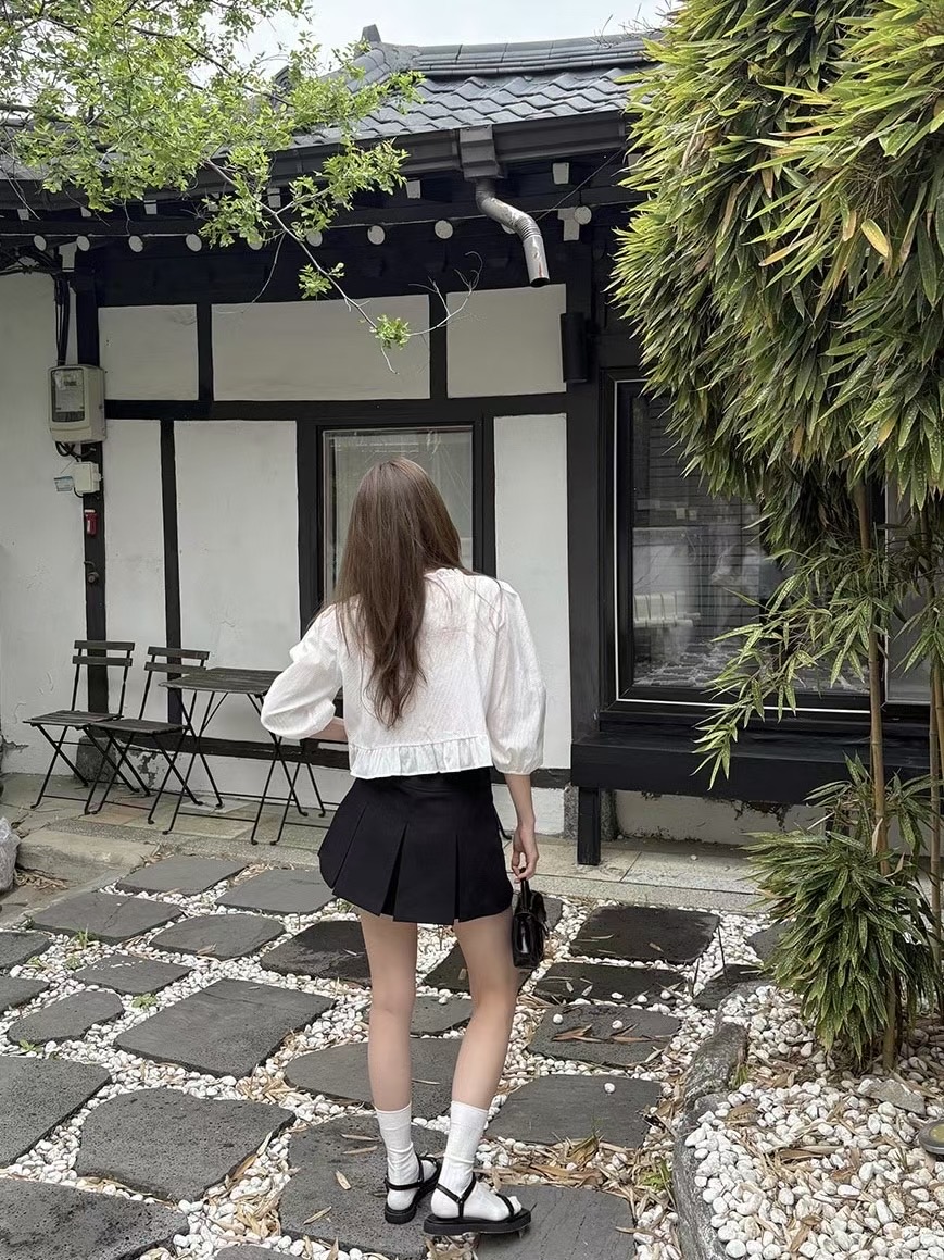 CLEVERGARDEN韓國直郵㊣女裝新品休閑人氣職業時尚襯衫蕾絲衫CLEVERGARDEN襯衫/蕾絲衫