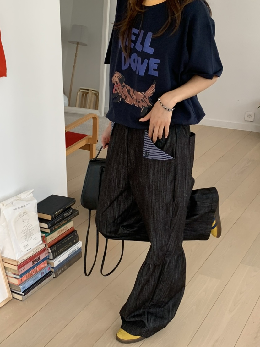 BEFORE SUNRISE東大門㊣代購女裝新款熱賣真品職業牛仔褲褶皺BEFORE SUNRISE牛仔褲