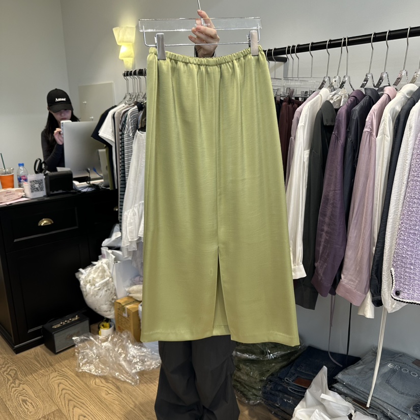 RIVEROOM韓國代購㊣女士新品休閑職業真品25秋冬推薦長裙雙層RIVEROOM長裙