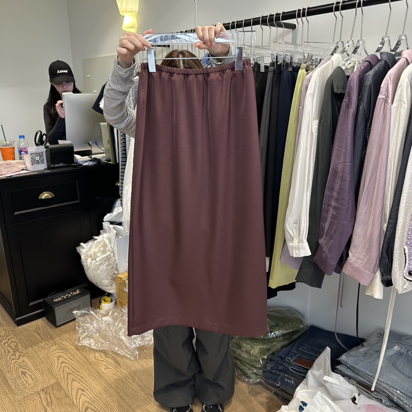 RIVEROOM韓國代購㊣女士新品休閑職業真品25秋冬推薦長裙雙層RIVEROOM長裙